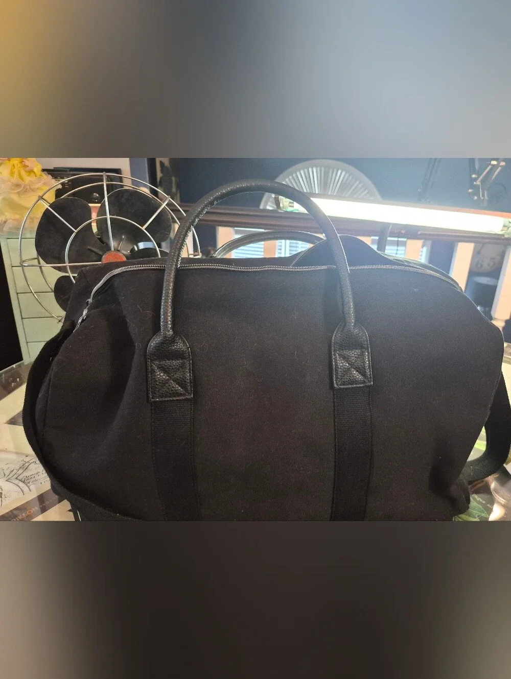 Ralph Lauren Black Canvas Duffel with Embroidered Pony